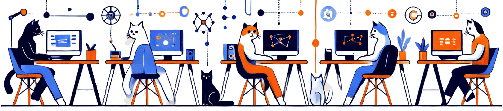 cats in different connected workstations